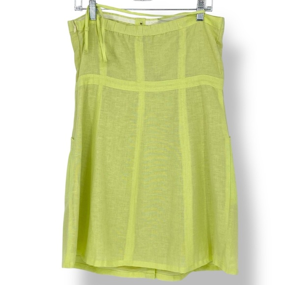 NWT AE Bright Yellow Button Up Bandeau Cotton Linen Blend Button-Down Dress, LS - Picture 2 of 13